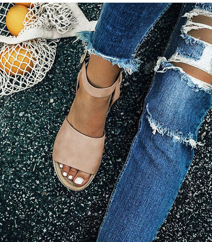 Hölgymintás Plateau-Espadrille szandál magassarkúval és pánttal – Livia
