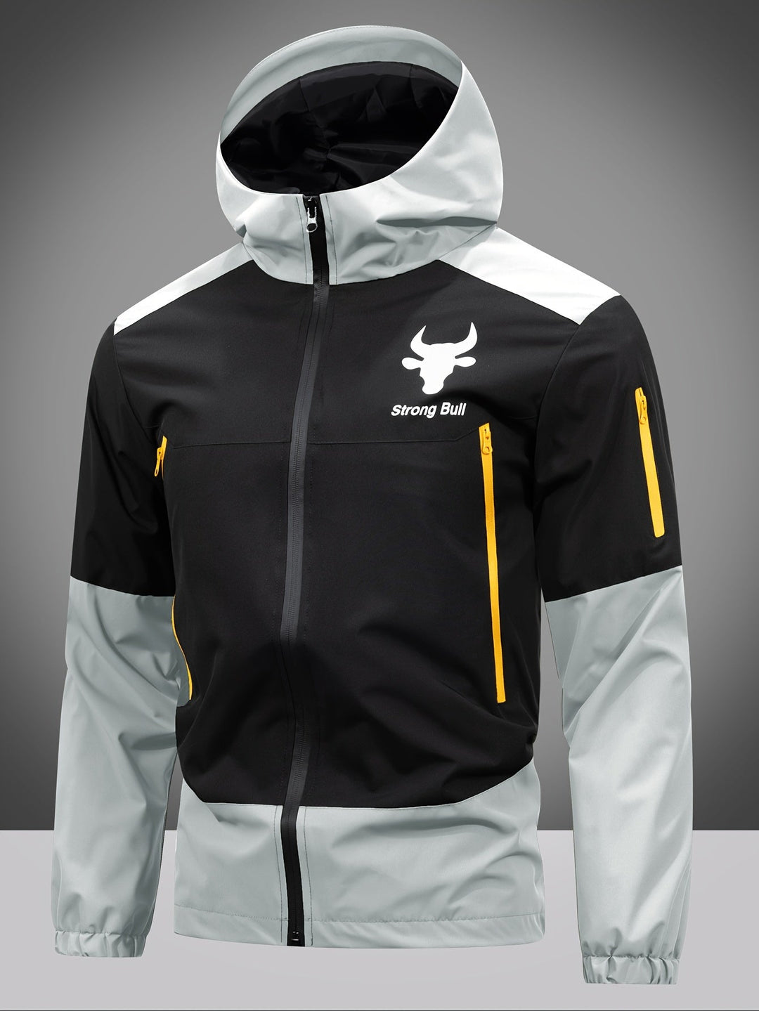 Férfi dzseki cipzárral, kapucnival és színblokkal - Milan