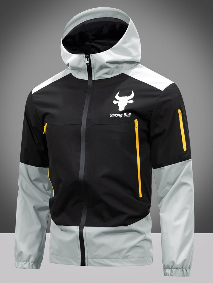 Férfi dzseki cipzárral, kapucnival és színblokkal - Milan