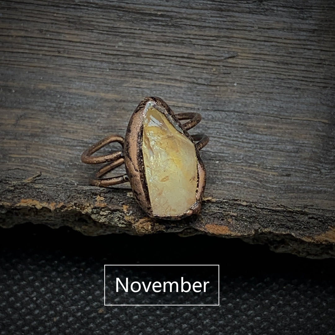 Természetes Nyers Születési Kő Gyűrű - Selina