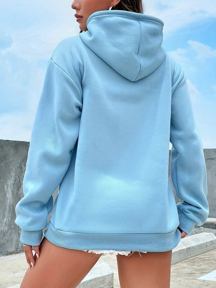 Puha Plush Pullover Hoodie Női Kapucnival - Lila