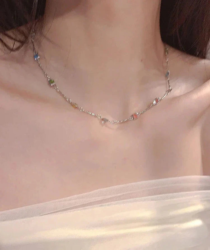 Kellemes Arany/Ezüst Nyaklánc Színes Kövekkel - Ivy