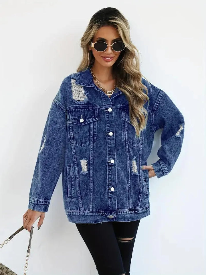 Vízálló és bélelt oversized női farmerdzseki kapucnival – Talia