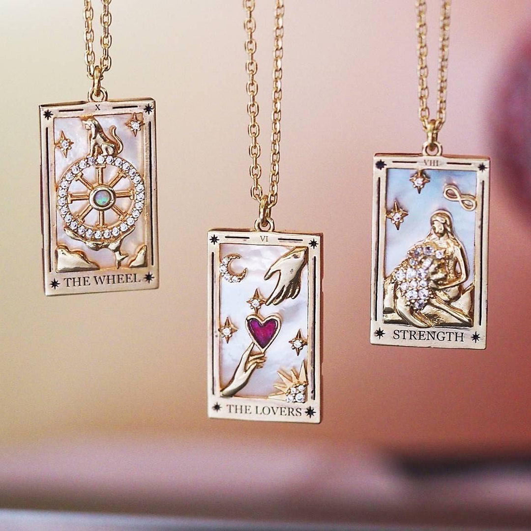 Zirkónia aranyozott tarot csepp függő nyaklánc - Amara