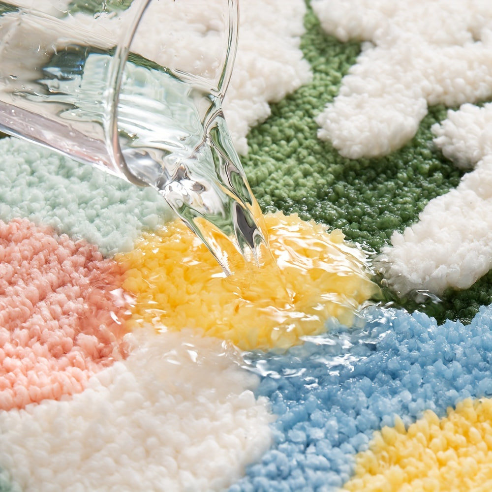 Luxus fürdőszobai szőnyeg virágmintával, extra puha és nedvszívó - Florina