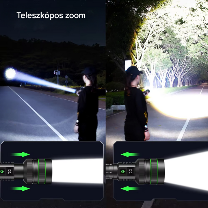Extrem fényes és zoomolható LED zseblámpa - PowerBeam