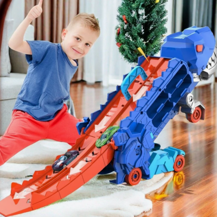 3 az 1-ben Verseny Teherautó Gyermekeknek - T-Rex Szállító