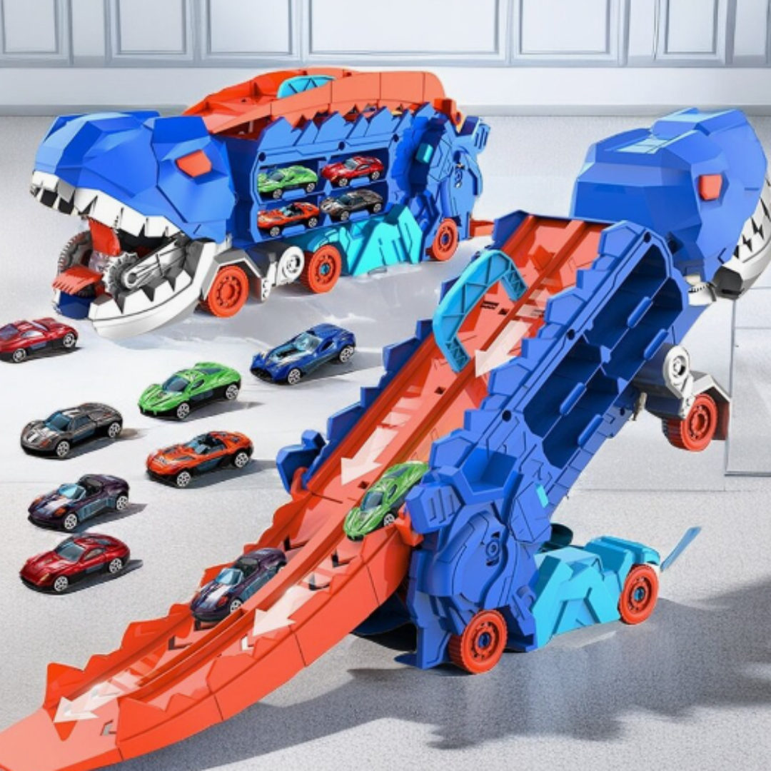 3 az 1-ben Verseny Teherautó Gyermekeknek - T-Rex Szállító