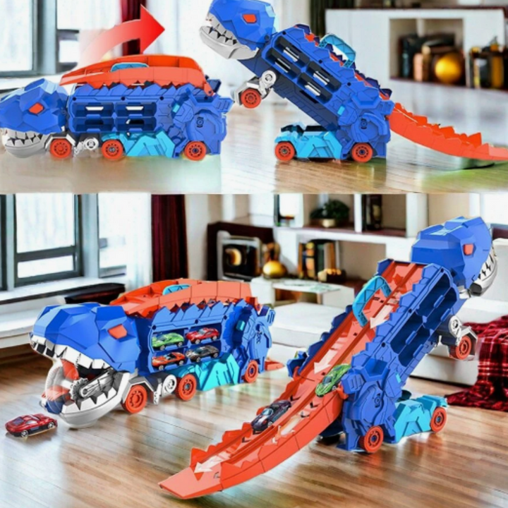 3 az 1-ben Verseny Teherautó Gyermekeknek - T-Rex Szállító