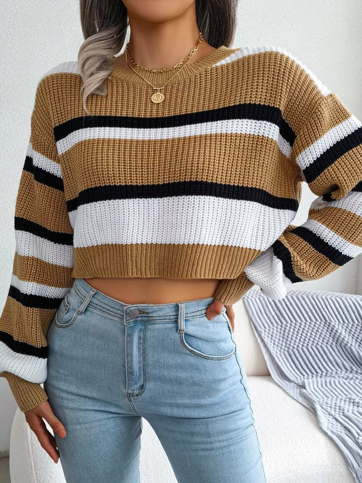 Csíkos Crop Pulóver - Emory