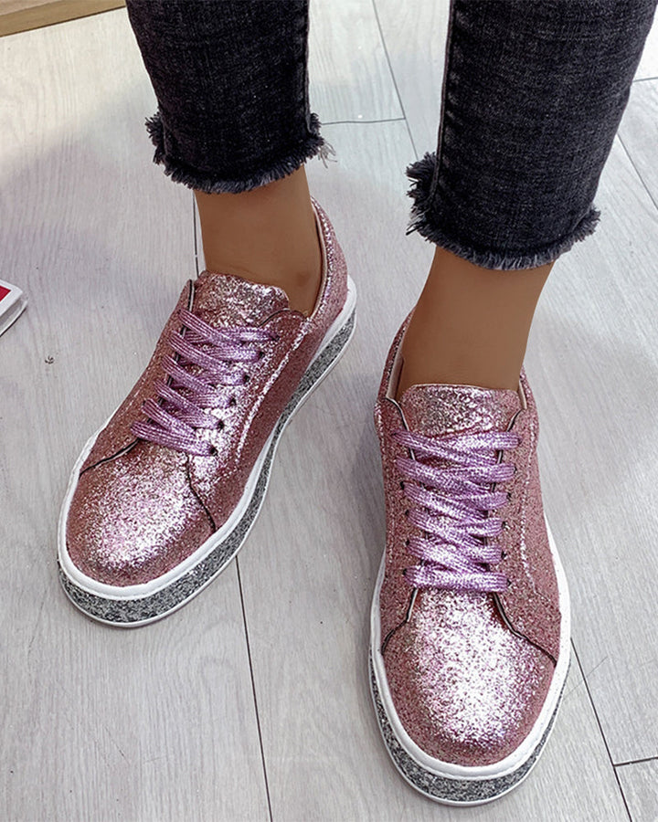 Stílusos Plateau Csillogó Női Sneakers - Sienna