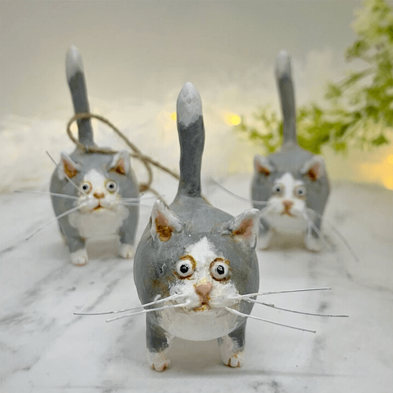 Egyedi Kézműves Macska Karácsonyi Díszek - Purrfect Holiday Hangers