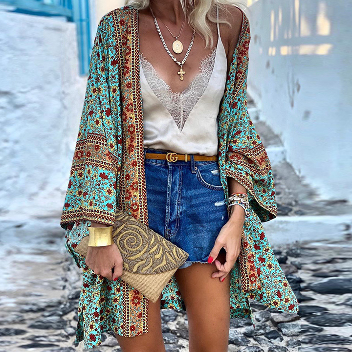 Trendige Boho hölgy kardigán mintával – Elara