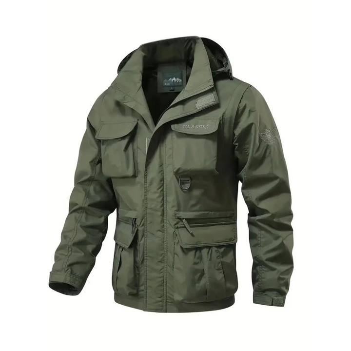 Férfi átmeneti kabát vízlepergető anyagból, levehető kapucnival – Leif