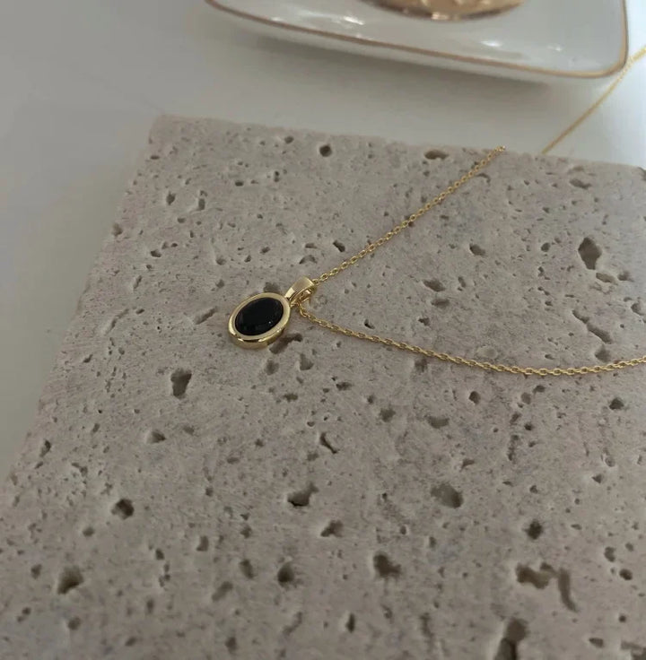 Fekete Onyx és Gyöngy Réteges Nyaklánc - Aria