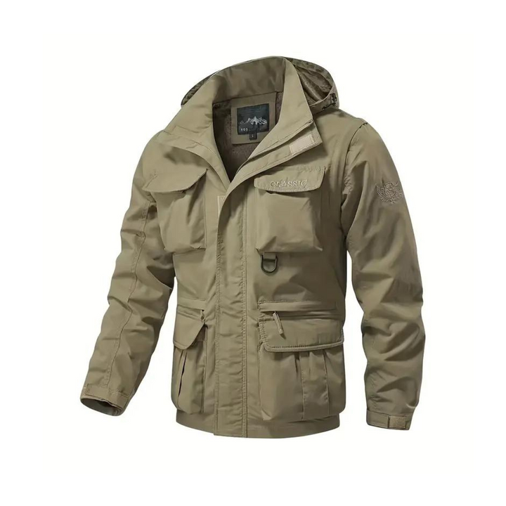 Férfi átmeneti kabát vízlepergető anyagból, levehető kapucnival – Leif