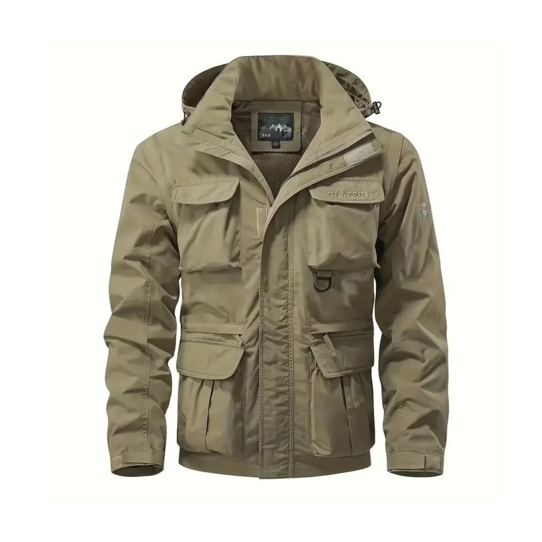 Férfi átmeneti kabát vízlepergető anyagból, levehető kapucnival – Leif