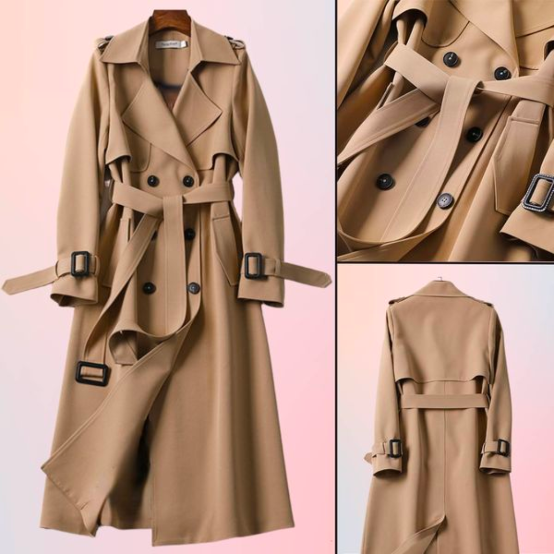 Elegáns női trench coat dupla gombokkal – Celina