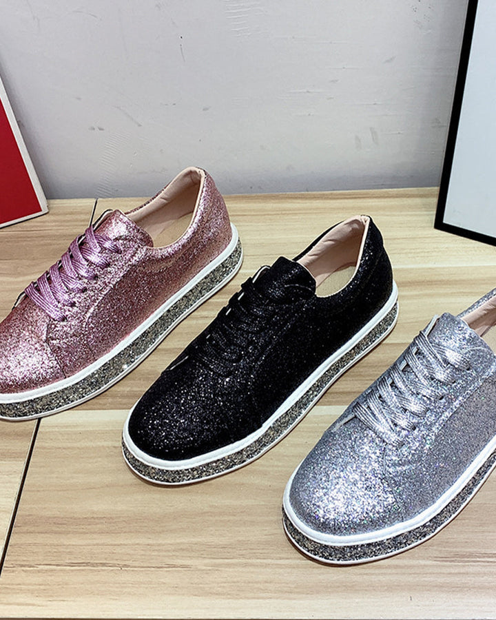 Stílusos Plateau Csillogó Női Sneakers - Sienna
