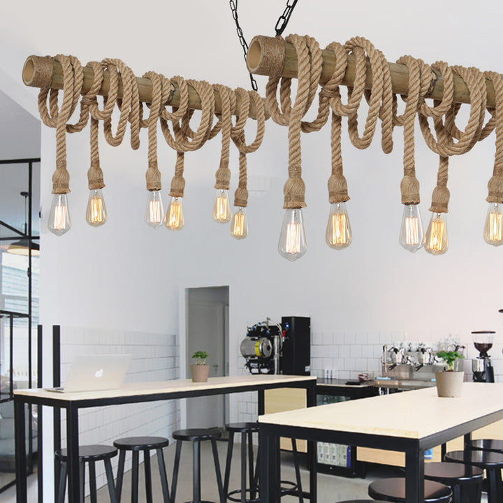 Állítható Bambusz Függőlámpa Ipari Kötél Designnal - EcoChic