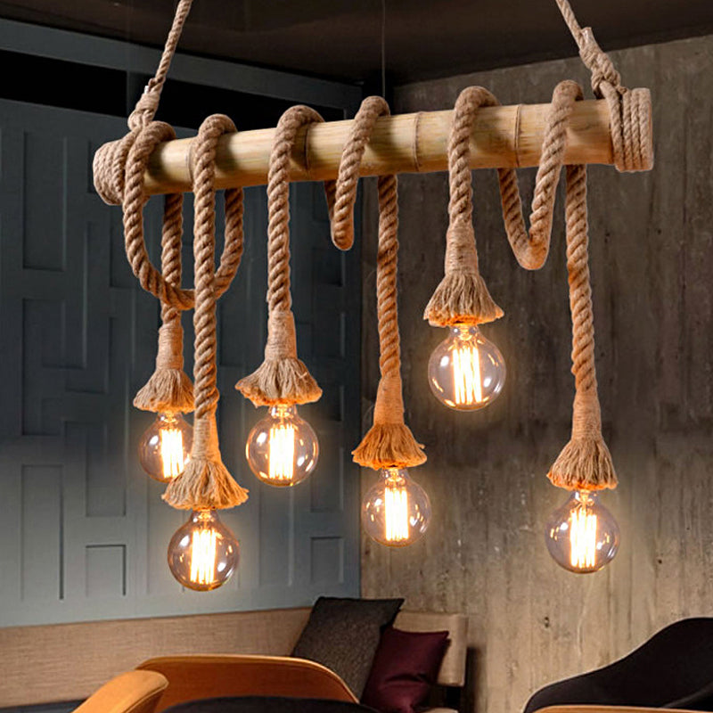 Állítható Bambusz Függőlámpa Ipari Kötél Designnal - EcoChic