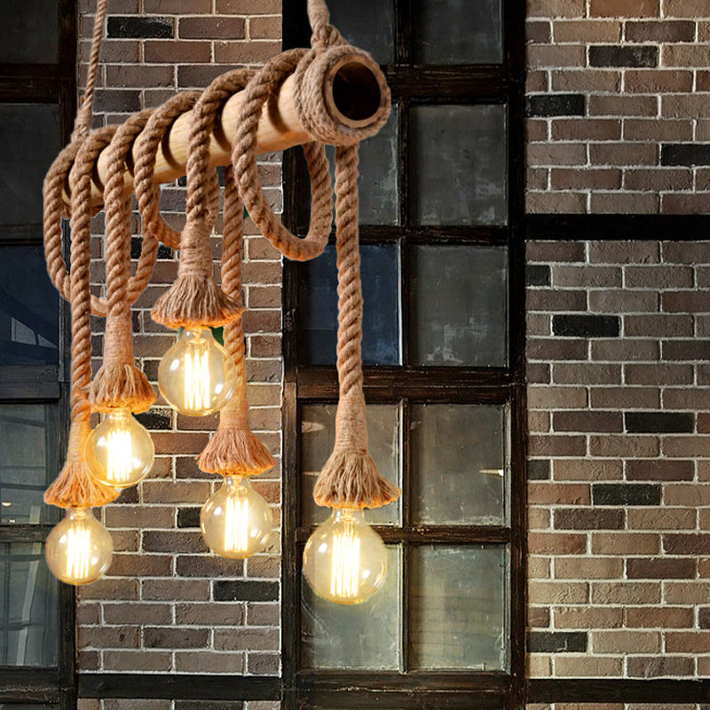 Állítható Bambusz Függőlámpa Ipari Kötél Designnal - EcoChic