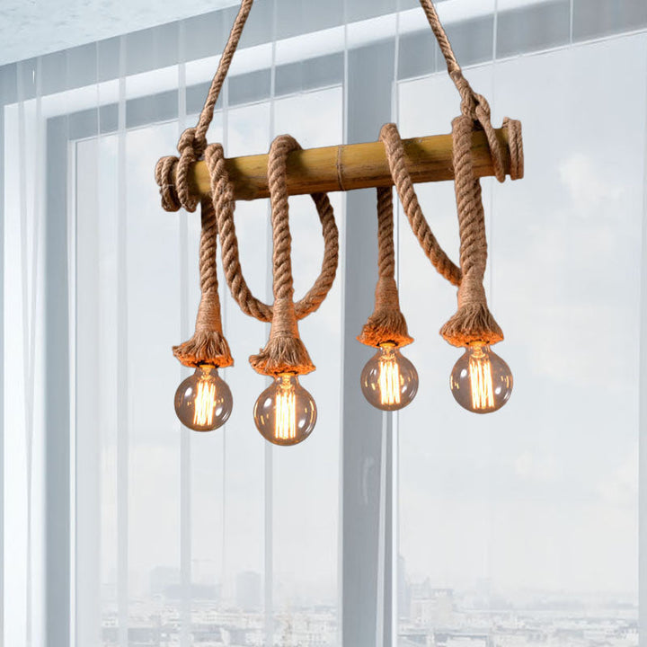 Állítható Bambusz Függőlámpa Ipari Kötél Designnal - EcoChic