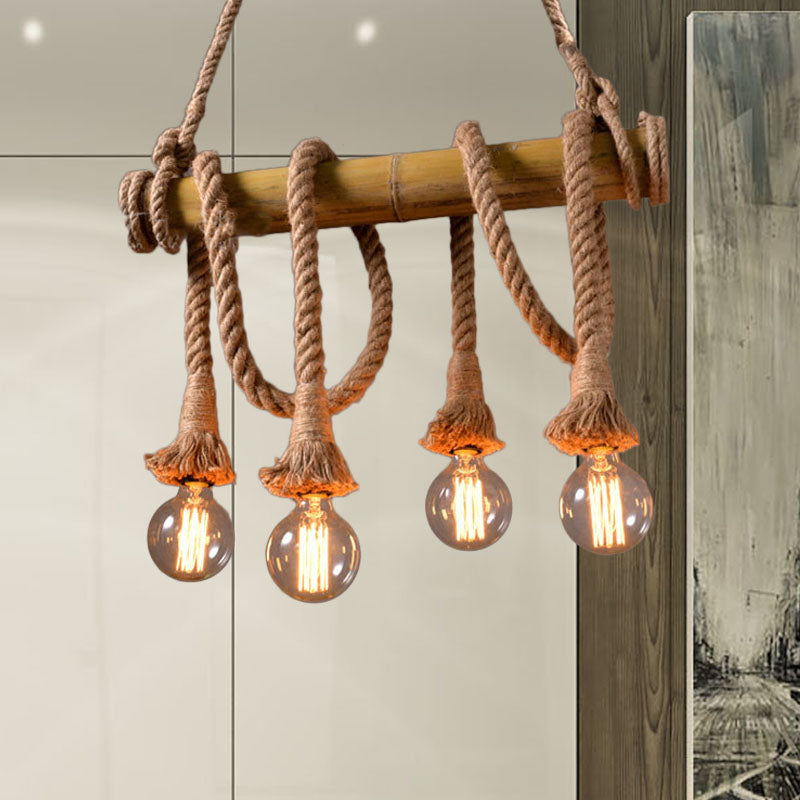 Állítható Bambusz Függőlámpa Ipari Kötél Designnal - EcoChic