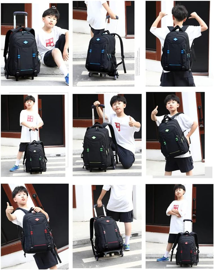 Többzsebes, gördíthető iskolatáska fiúk számára – Átalakítható kerekes táska