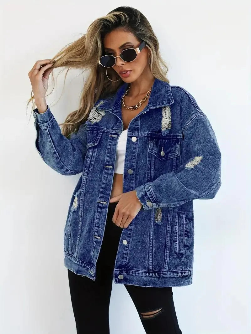 Vízálló és bélelt oversized női farmerdzseki kapucnival – Talia