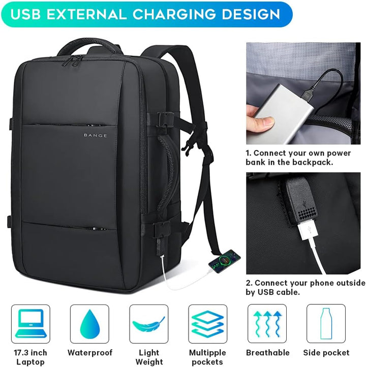 Bővíthető 26–45L vízálló utazó hátizsák laptop rekesszel és sporttáska fogantyúval