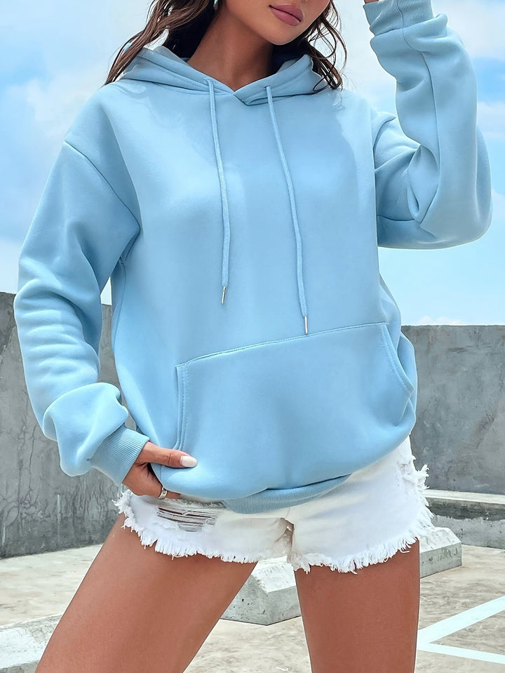 Puha Plush Pullover Hoodie Női Kapucnival - Lila