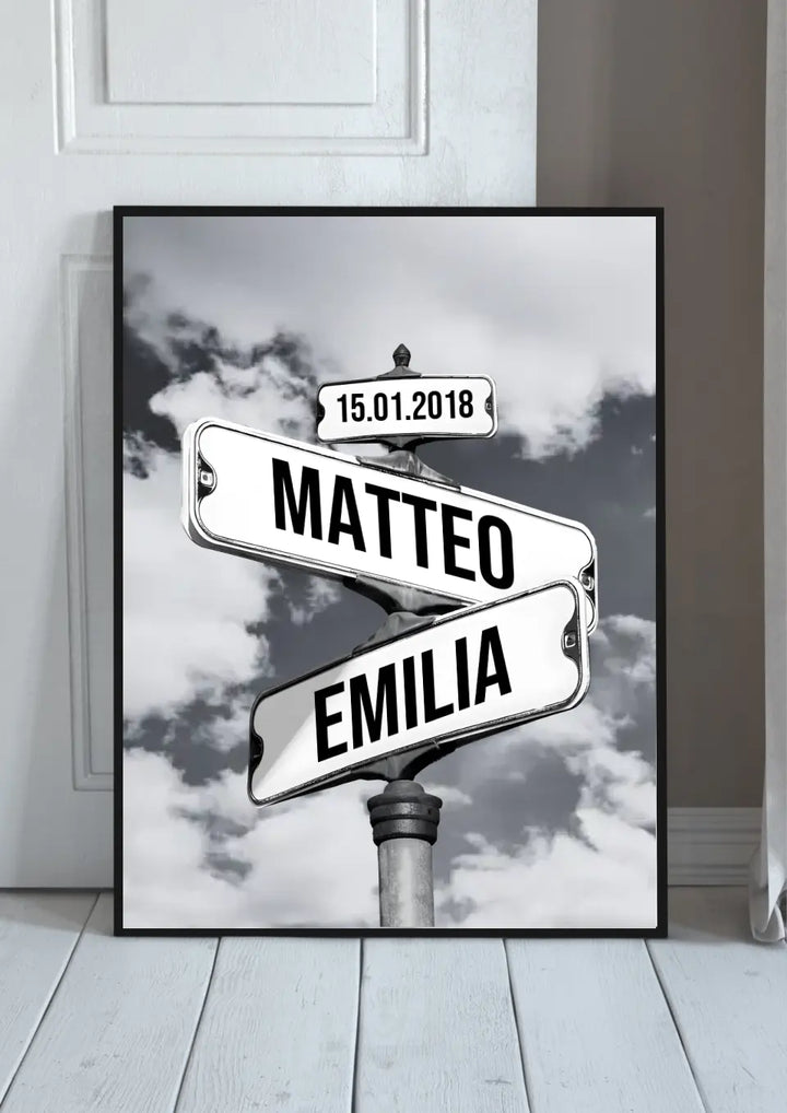 Utcai táblák poszter pároknak