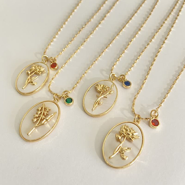 Születési kő születési virágokkal nyaklánc - Aurora