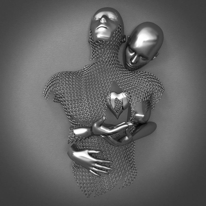 Szerelmes vászon fém figurával - AmorArte