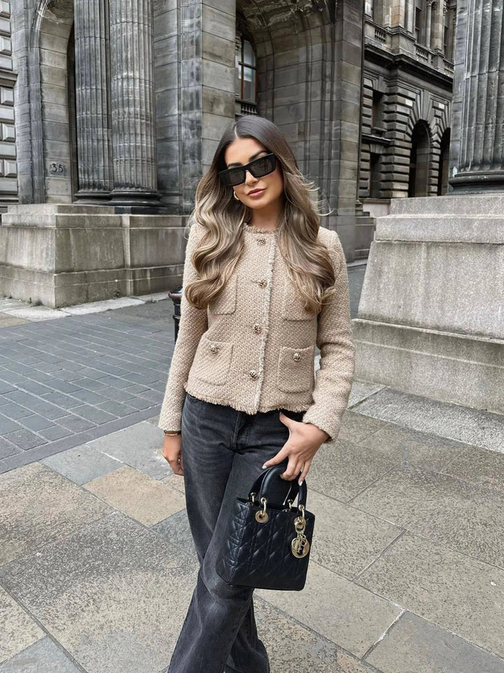 Chic Tweed Blézer Arany Gombokkal - Evelyn
