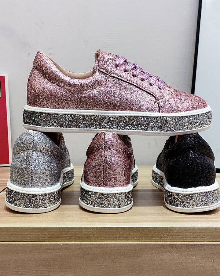 Stílusos Plateau Csillogó Női Sneakers - Sienna