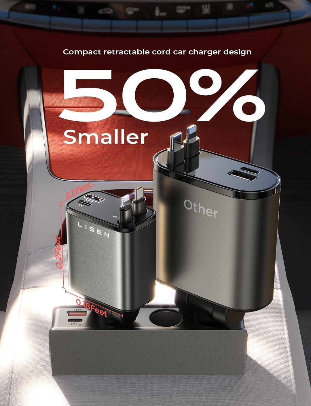 Kihúzható autótöltő 69W USB C