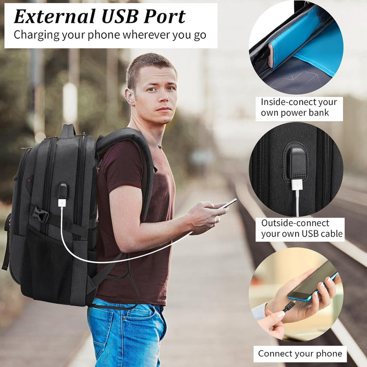 Vízálló utazó laptop hátizsák USB porttal és rendezett tárolással