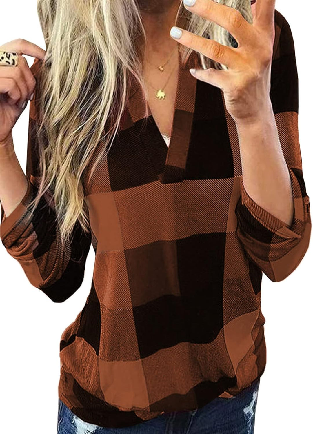 Stílusos, kasmír kockás női blúz - Lara