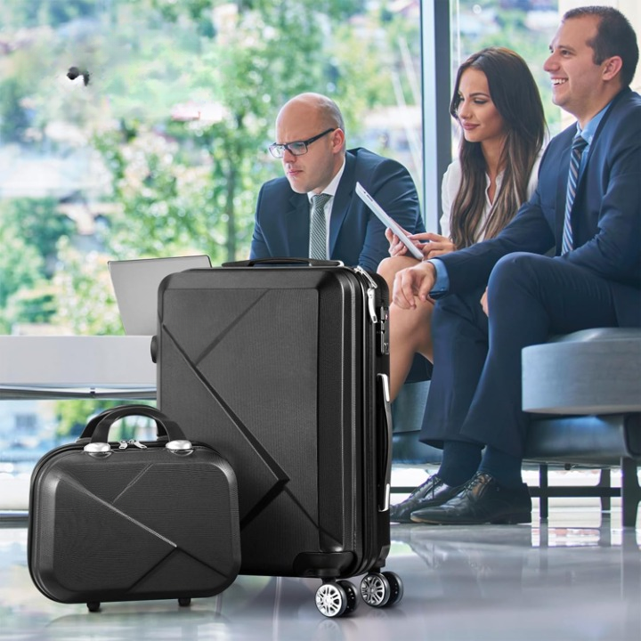 2 darabos ABS kemény héjú bőrönd készlet TSA zárral és 360°-os forgó kerekekkel