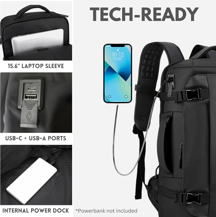 15” Vízálló Laptop Hátizsák Oldalsó Nyitással és USB-C Porttal – TrekPro Sorozat