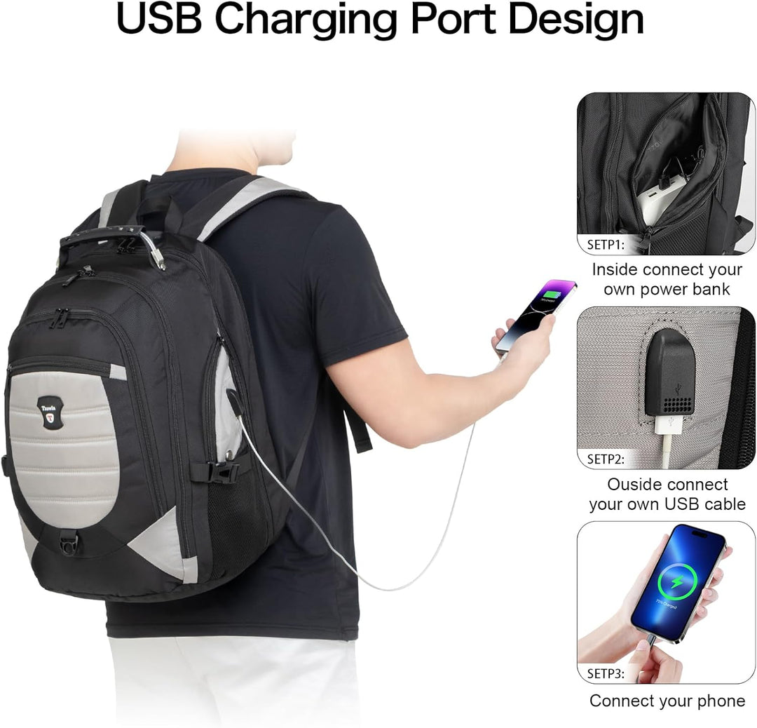 Vízhatlan, lopásbiztos laptop- és utazótáska USB porttal – 17,3"