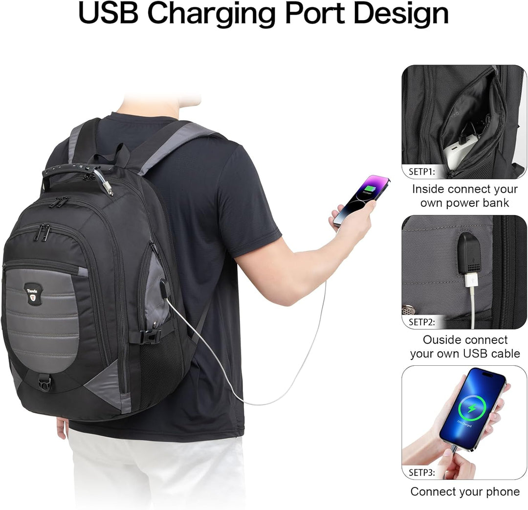 Vízhatlan, lopásbiztos laptop- és utazótáska USB porttal – 17,3"
