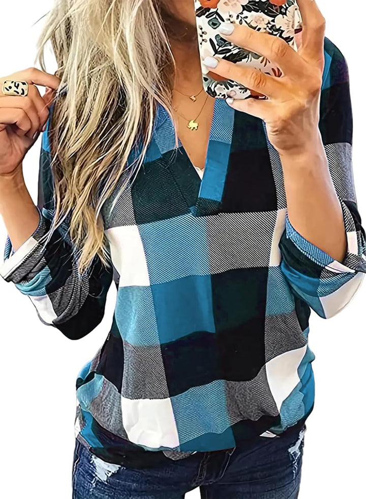 Stílusos, kasmír kockás női blúz - Lara