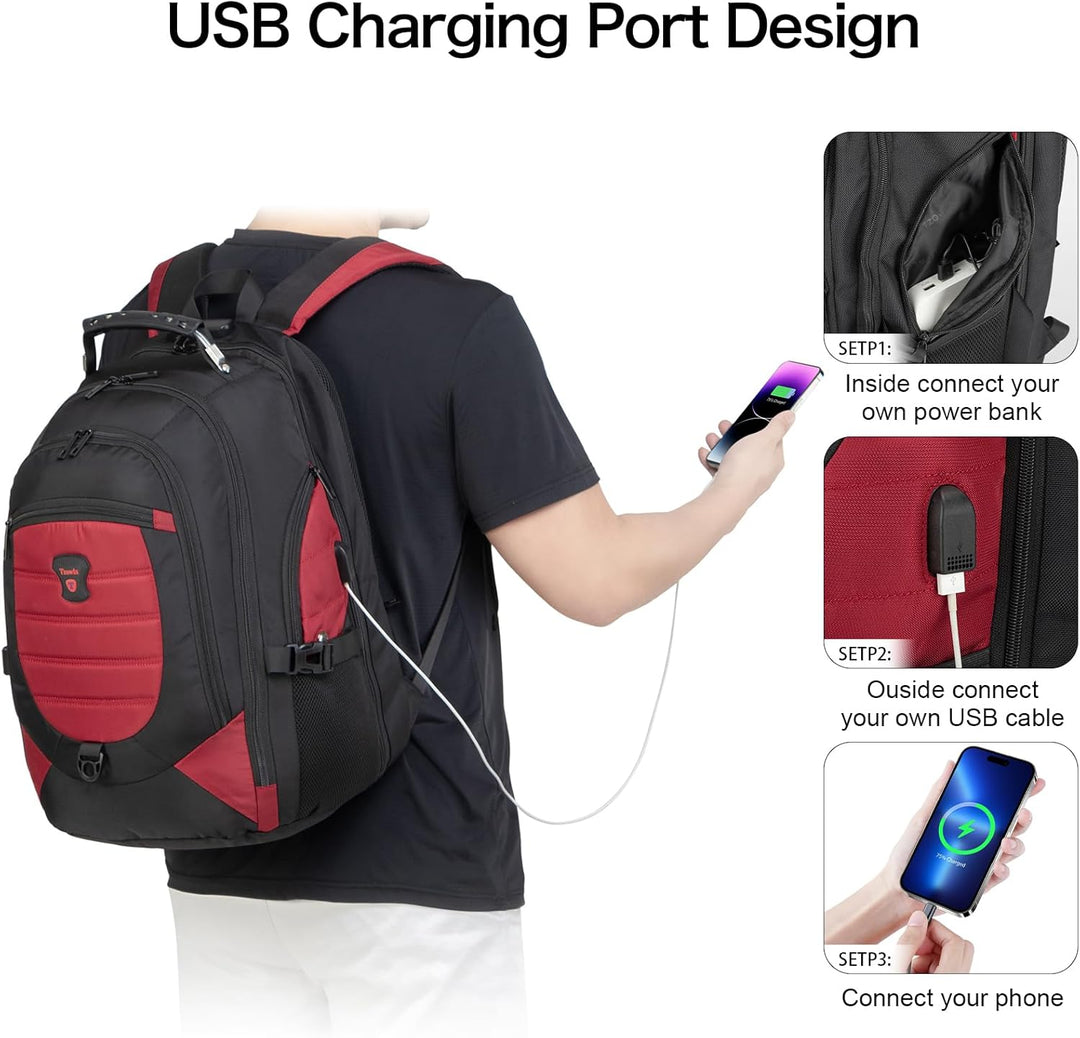 Vízhatlan, lopásbiztos laptop- és utazótáska USB porttal – 17,3"