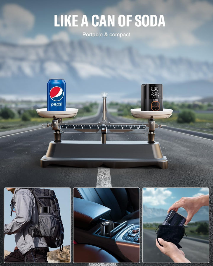 Hordozható Gumiabroncs Pumpa - 18000mAh Légkompresszor Autókhoz és Motorkerékpárokhoz