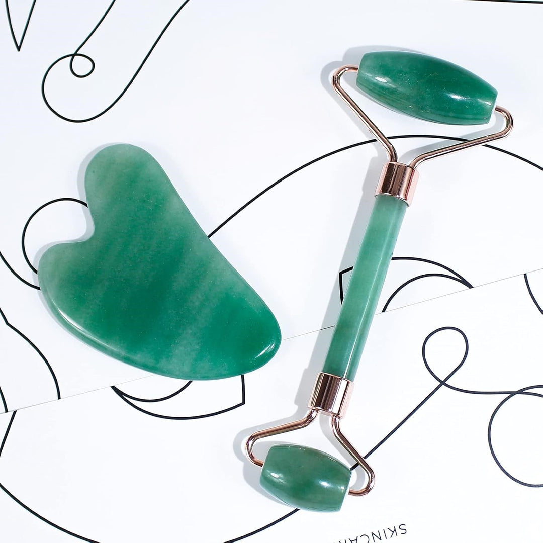 Instant Glow Gua Sha & Jade Roller Szett