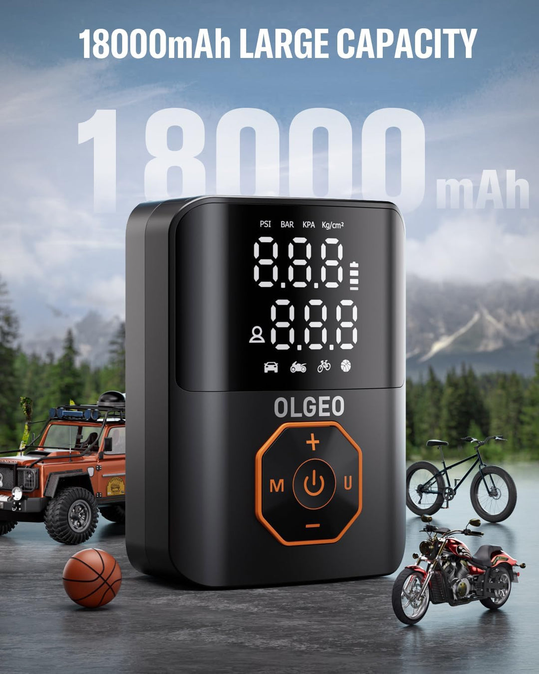 Hordozható Gumiabroncs Pumpa - 18000mAh Légkompresszor Autókhoz és Motorkerékpárokhoz