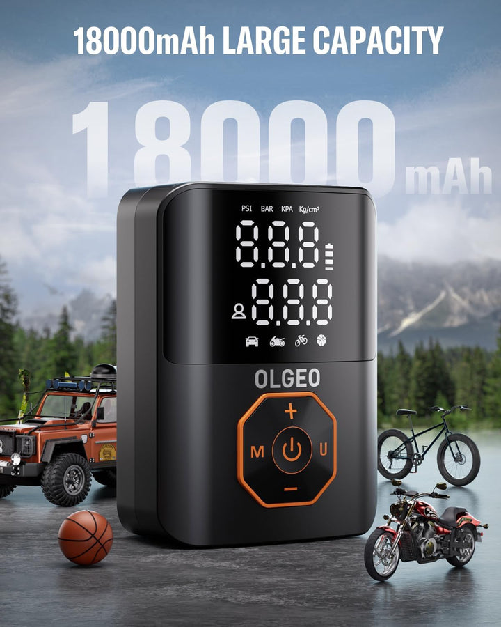 Hordozható Gumiabroncs Pumpa - 18000mAh Légkompresszor Autókhoz és Motorkerékpárokhoz